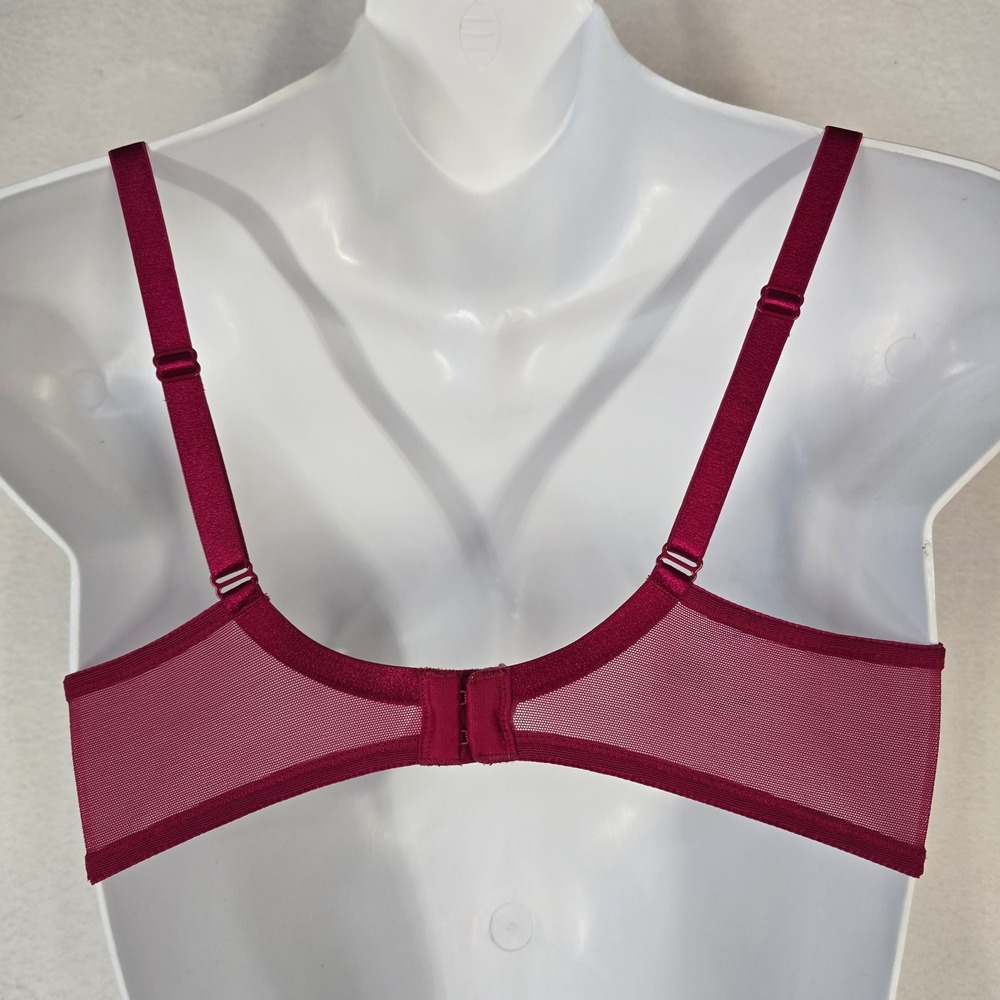 Victoria's Secret Wine Red Embroidered Unlined Underwire Demi Bra 36B - Picture 3 of 7